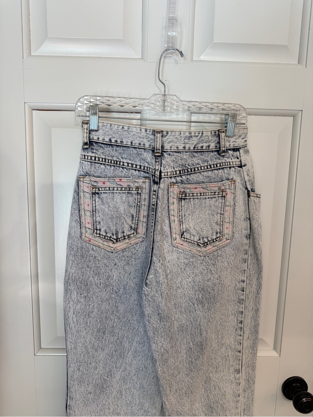 Vintage Nuovo Industrie Acid Wash Mom Jeans Pink Trim Cuffed Denim 25396 - Picture 10 of 15